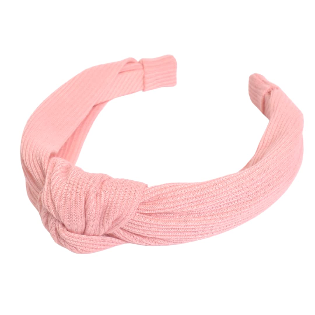 Photo 1 of Bellefixe Ribbed Cotton Knotted Headband (Light Pink)