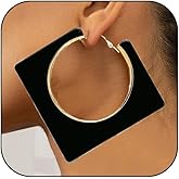 Acrylic Hoop Earrings for Women Large Square Neon Dangle Drop Earrings Statement Geometric Vintage Party Jewelry