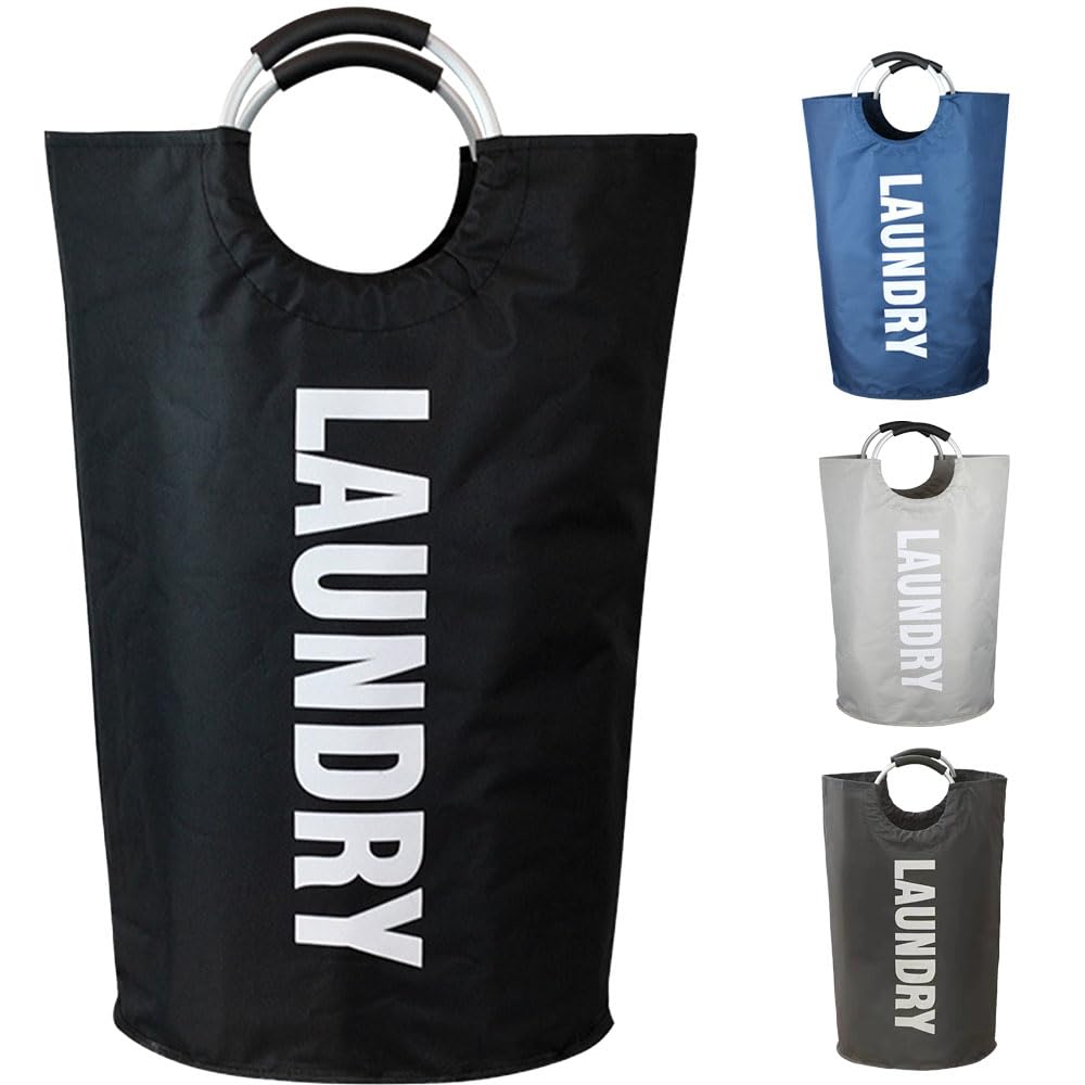 Armo® 90L Large Laundry Basket Foldable Collapsible Freestanding Washing Bin Basket (Black) — image 1