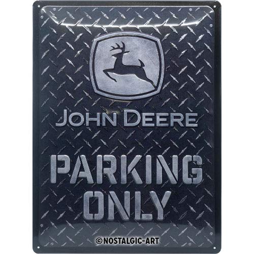 Nostalgic-Art Retro Tin Sign – John Deere – Parking Only Plate – Gift idea for tractor fans, Metal Plaque, Vintage design for decoration, 30 x 40 cm