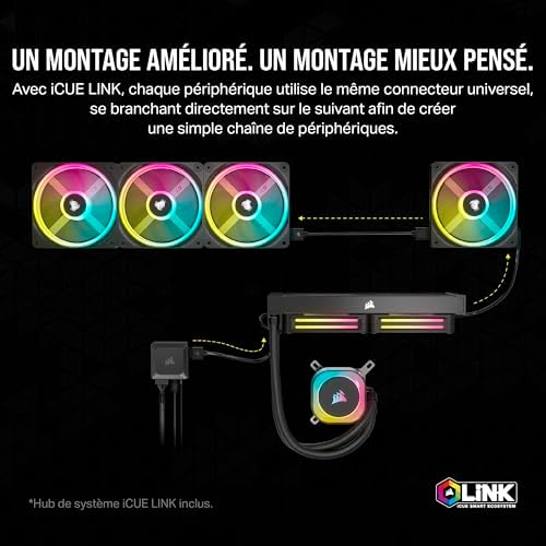 iCUE LINK QX120 RGB à Dôme Magnétique de 120mm Ventilateurs - Noir