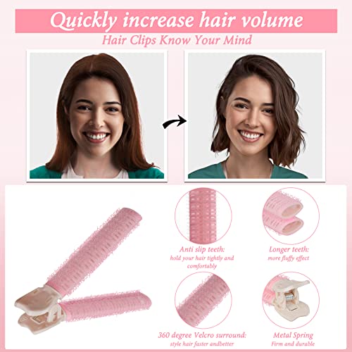 Volumizing Hair Clips, Root Clips for Hair Volume, Instant Hair Volumizing Clips for Women (Pink-black) 4PCS