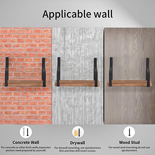 HOMBYS Floating Shelves Wall Mounted Set of 3 Hanging Wood Shelves for Bedroom Bathroom or Kitchen