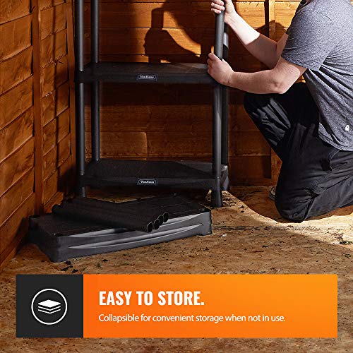 VonHaus 4 Tier Garage Shelving Unit (Pack of 2) Black Plastic