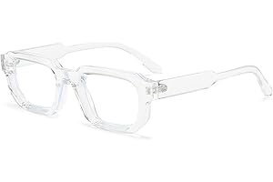 Breaksun Square Thick Frame Glasses for Women Men Retro Rectangle Blue Light Glasses Small Square Chunky Eyeglasses (Transpar