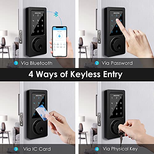 Keyless Entry Door Lock - Smart Deadbolt Lock with Bluetooth App, Electronic Keypad, IC Card, Spare Keys, Security Waterproof Smart Lock Easy Install USB Ideal for Home Use, Apartment, Office, Hotel