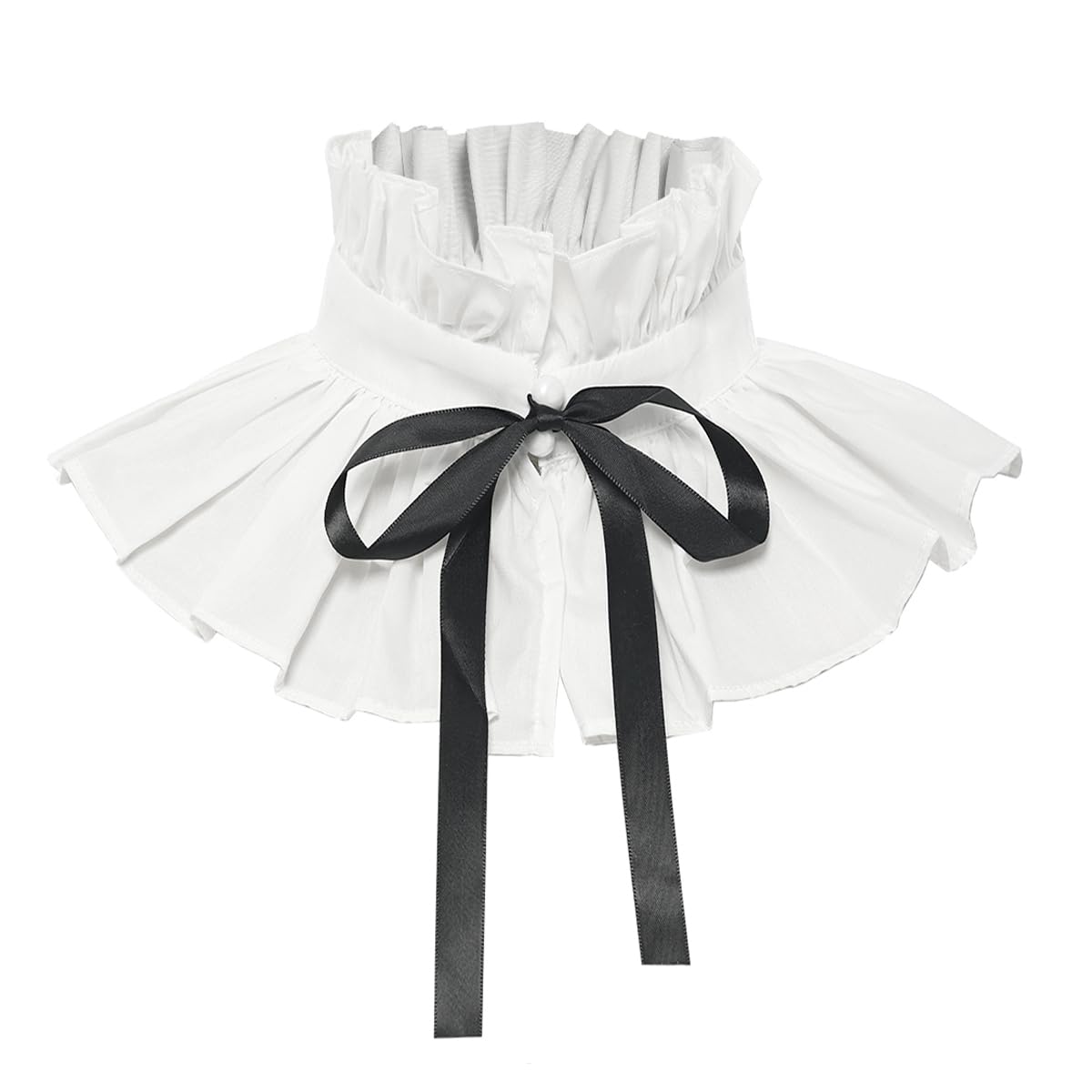Mavikim Women's Pleated Ruffle Collar Ruff Neck Shawl Detachable Victorian Elizabethan Costume — image 1