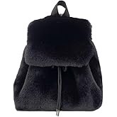 Ulisty Women Small Faux Rabbit Fur Backpack Furry Drawstring Daypack Plush Shoulder Bag