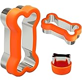 Dog Bone Shape Cookie Cutter Set, 3 Pieces - Large 4.45'' Small 2.95'' Mini 1.53'', Stainless Steel Dog Treats Cutters Biscuit Molds with Plastic Cover
