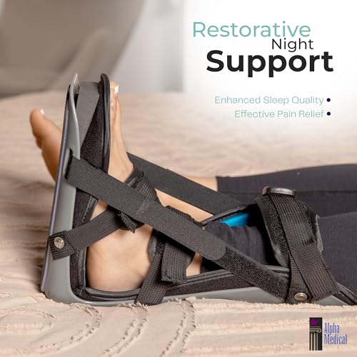 Alpha Medical Plantar Fasciitis Night Splint – Stretch Boot, Sleeping Boot, Achilles Tendonitis, Fascia, Calf Tendon Stretching, Heel and Bone Spur, Arch pain. Right & Left Foot. L4398 L4398 (Medium)