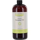 Banyan Botanicals Sesame Oil – Organic & Unrefined Ayurvedic Oil for Skin, Hair, Oil Pulling & More – Multiple Sizes – 34oz. 