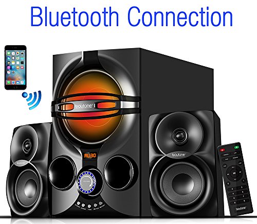 Boytone BT-324F, 2.1 Bluetooth powerful home theater speaker systems, with FM Radio, SD USB ports, digital play back, 40 watts, RGB light, Full function remote control, smartphone, Tablet