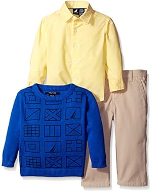 Nautica Baby Boys' 3 Piece Printed Sweater Set
