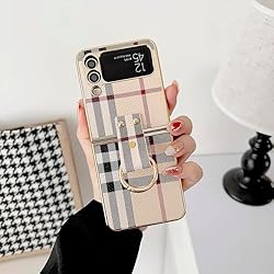 for Galaxy Z Flip 3 Case with Ring,Luxury PU