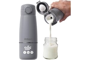 DrBash Portable Milk Warmer for Travel – Fast Heating Dual Mode (Milk & Water), 13500mAh USB Rechargeable Battery, 12 oz Capa