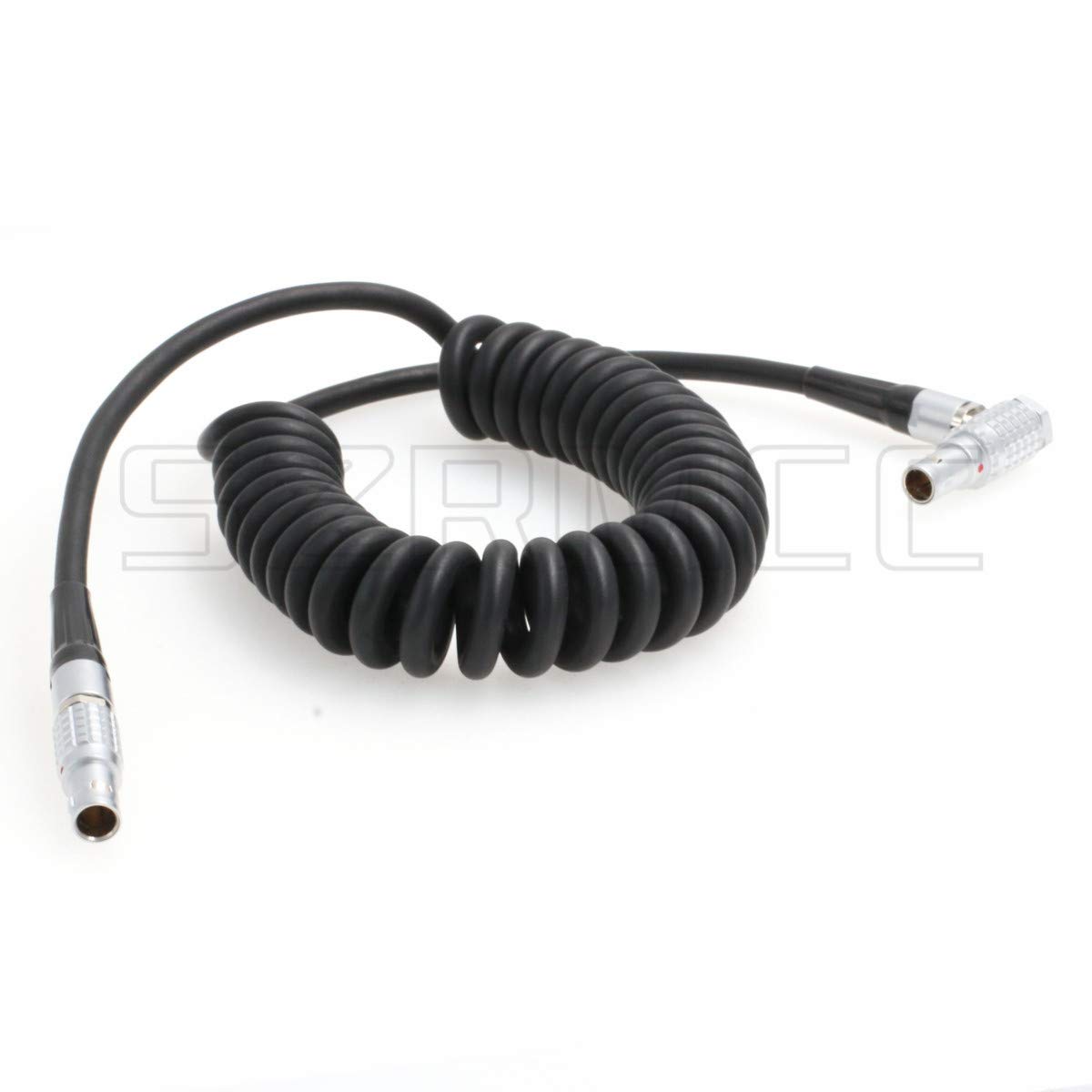 SZRMCC 0B 2 Pin Right Angle Male to 0B 2 Pin Male Coiled Power Cable for ARRI Alexa Camera 2 pin 12V to Teradek Bond Bolt Cube (Coiled Cable)