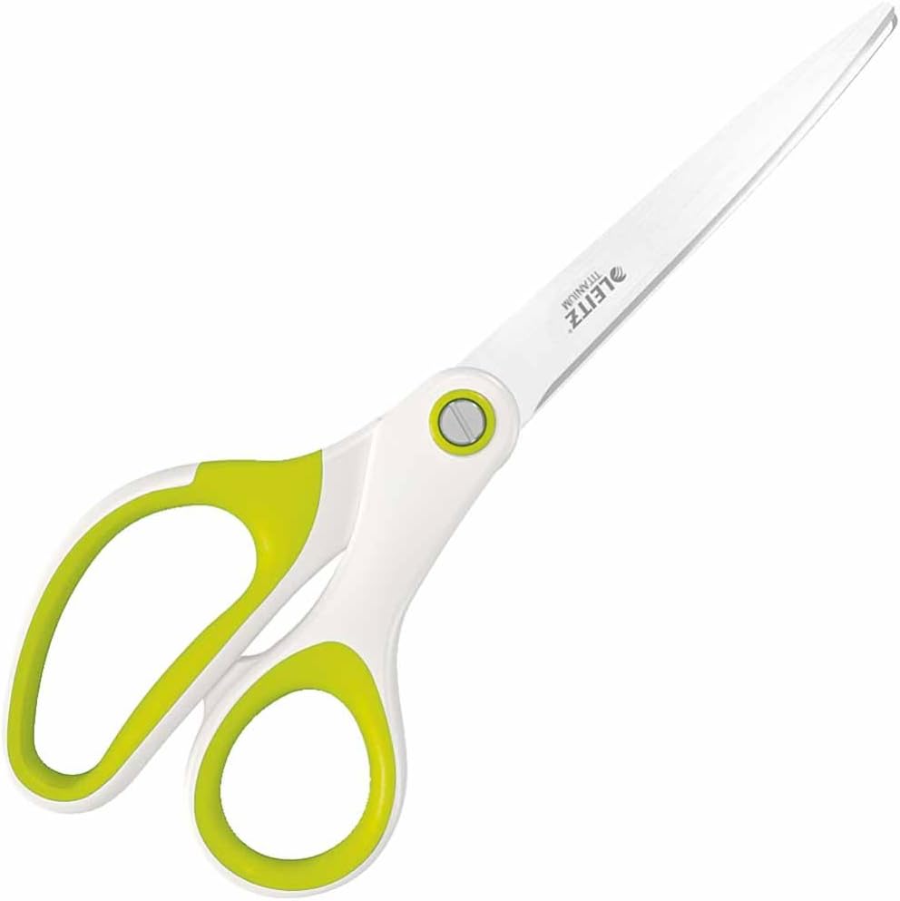 Tijeras Leitz De Titanio 20.5 Cm - Para Diestros Y Zurdos, Mango Ergonómico, Color Negro
