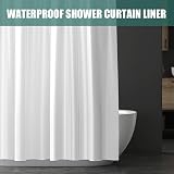 URAQT Shower Curtain 180x180 cm PEVA Waterproof 12 Hooks White view 5