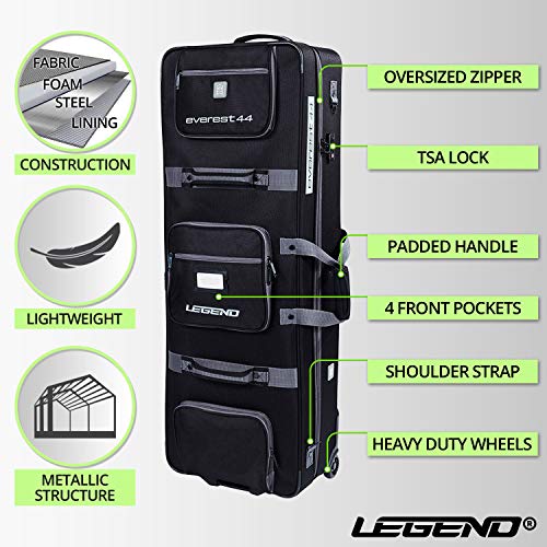 Legend Everest Hybrid Roller Bow Case Compound Archery Gear Rolling Travel Bag Compact