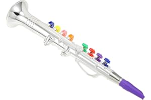 ERINGOGO Musical Instruments Play Toy Clarinet for Kids with 8 Keys, Ages 3+, Plastic Trumpet in Metallic, Wind and Brass Instrument Band in School/Home, Musical Gift