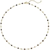 Dremmy Studios Gold Choker Necklace for Women 14K Gold Plated Stone Handmade Beaded Short Chain Link Charm Necklace For Jewelry Gift