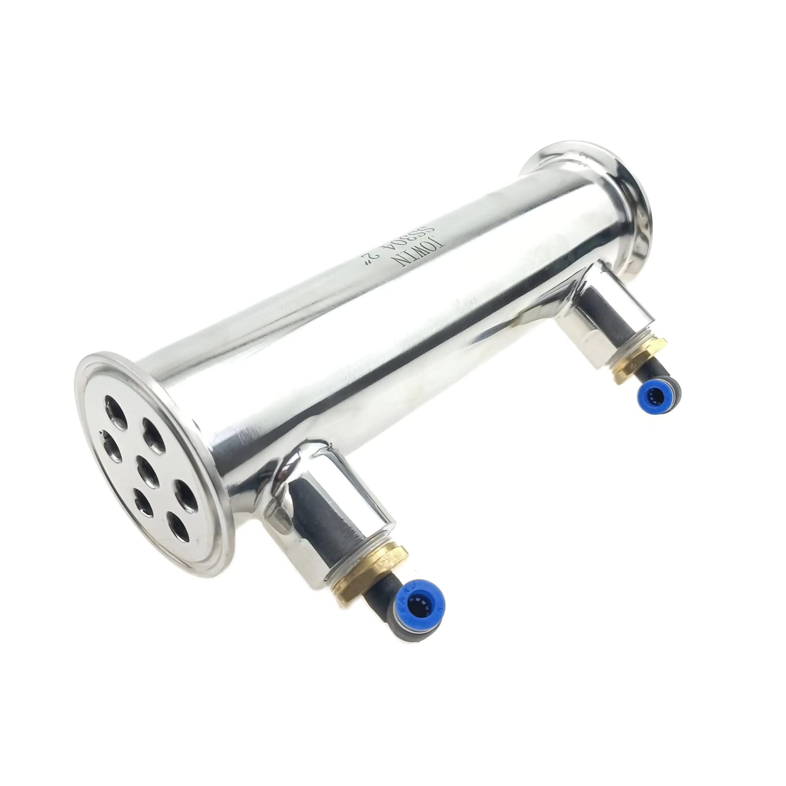 Photo 1 of JOWIN 2 inch TC x 8 inch OAL Tri Clamp Reflux Condenser Shotgun Dephlegmator for Moonshine Still 7pcs Inner Tube 1/2 inch FNPT Cold Water Connection