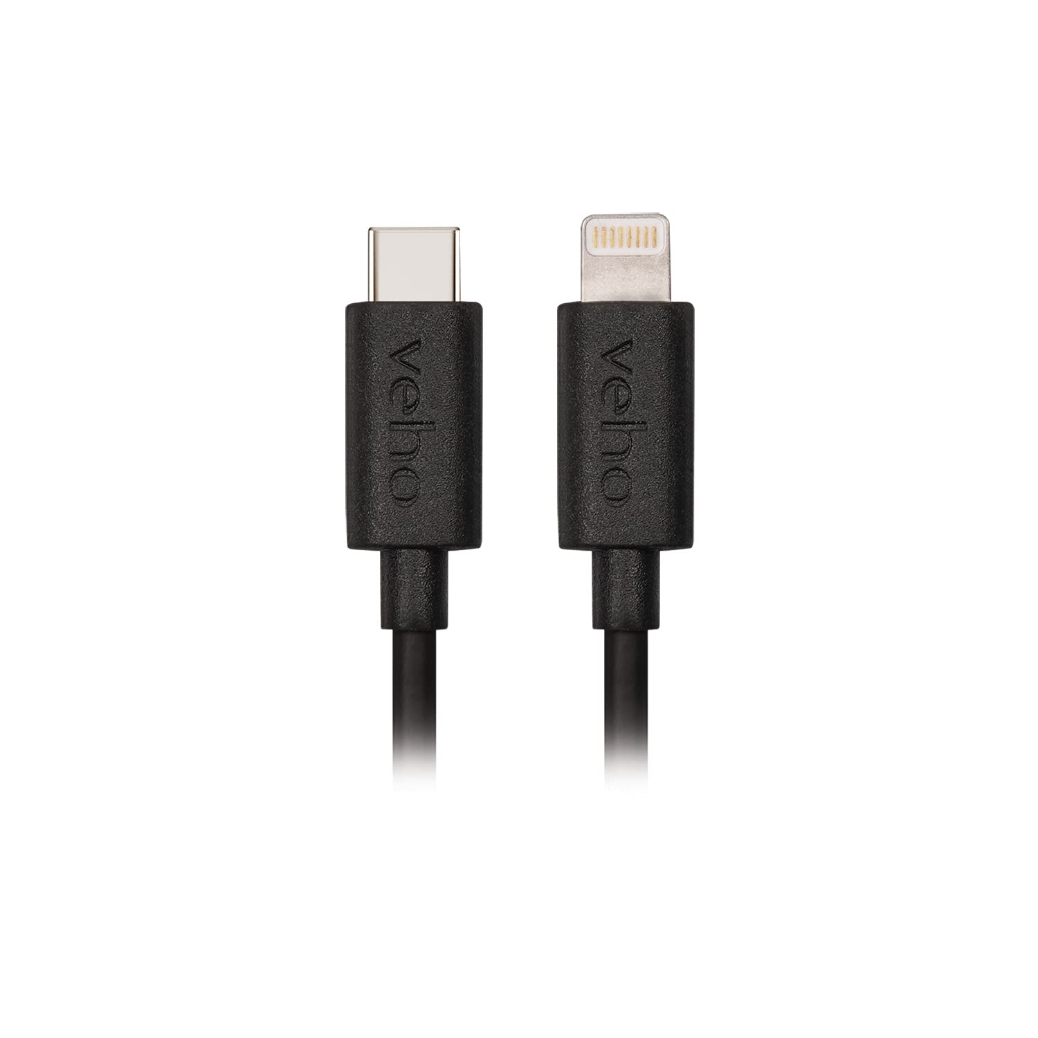 Veho Pebble USB-C™ to Lightning Charge and Sync 20CM Cable | MFi Lightning Cable (A-Certified) | Black | 1.0m / 3.3ft