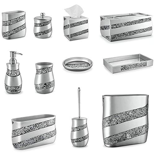 Creative Scents Silver Mosaic Bathroom Trash Can Decorative Waste