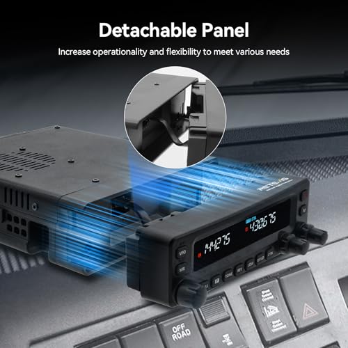 Retevis MA1 Amateur Radio Station, 50W Amateur Radio with Detachable Control Panel, Multi-Band Repeater, 2m/70cm/FM/AM, 800 Channels, Mobile Transceiver for Trucks, Amateur Events (1 Piece)