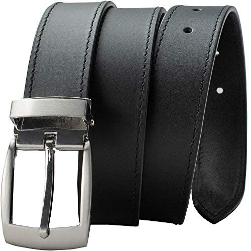 Black Balsam Knob Belt - Nickel Smart - Top Grain Leather Dress Belt with Nickel Free Buckle - 42