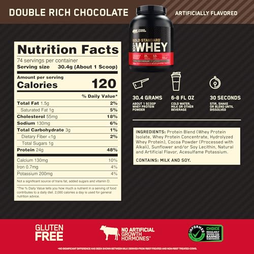 Optimum Nutrition 100% Gold Standard Whey Protein Powder: Double Rich Chocolate (5 Pound) with Micronized Creatine Monohydrate Powder, Unflavored (120 Servings) - Bundle Pack