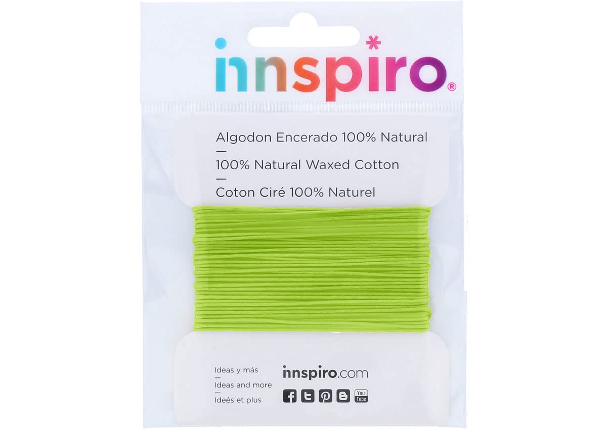 INNSPIRO Fine Waxed Cotton Cord, Light Green, 2 mm, 5 m.