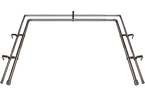 HOTOZON 1 Inch Heavy Duty Double Bay Window Curtain Rods,36-72 Inch Center Rod for Window (24 to 68 Inch), 20-36 Inch Side Rods for windows (16-32 Inch), Antique Bronze, End Cap Finials