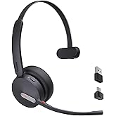 Yealink BH70 Mono UC Wireless Bluetooth Headset with Microphone for Work, up to 35h Talking Battery Life, 3-Mic Noise Cancellation, 91g Lightweight Work Headsets for Open Office, USB-C to A