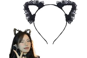 Lace Cat Ears Headband Hairband for Women Girls Fashion Black Cat Ears Head Band Lace Hair Accessories for Girls Women Cute C