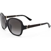 Salvatore Ferragamo Sunglasses Oval Full Rim, Black Frame and Grey Gradient Lens SF744SLA001