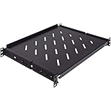 NavePoint Fixed Rack Vented Server Shelf 1U 19 Inch 4 Post Rack Mount Adjustable from 13-21 Inches