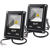 GLW 12V AC/DC LED Flood Light, 10W Mini IP65 Waterproof Outdoor Security Light, 900LM, 3000K Warm White, 80W Halogen Bulb Equ