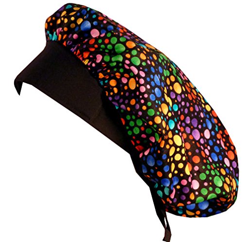Sparkling Earth Designer Bouffant Medical Scrub Cap - Multi Color Dots
