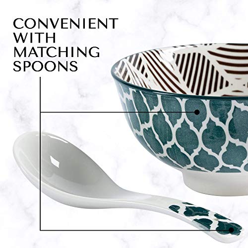Lily's Essentials Green Japanese Ramen Bowls and Spoons set with