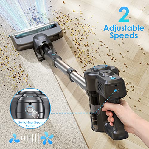 Oraimo Cordless Vacuum Cleaner, 2-speed adjustment Upgrade Lightweight Stick Vacuum OSV-102B with Self-Standing, Anti-tangle,Battery Vacuum Cleaner with LED for Home Pet Hair Carpet Hardwood Floor