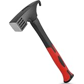 Outdoor Camping Hammer Tent Stake Remover - 10.8" | Heavy Duty Multifunctional Steel Mallet Tool, Ergonomic Rubber Grip Handle for Camping Gear &amp; Survival Kits
