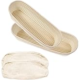 2 Pack 13 Inch Oval Bread Proofing Basket,Banneton Basket Bread Baking Bowl with Linen Liner Cloth, for Professional & Home Bakers Baking