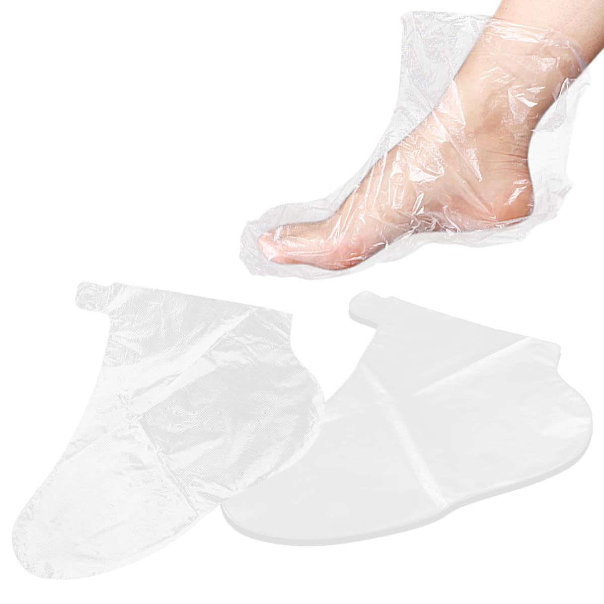 ZJIVQO 200pcs Plastic Disposable Socks Clear Plastic Disposable Booties for Foot Pedicure Paraffin Wax Spa Treatment Paraffin Wax Bath Liners for Women Man Feet