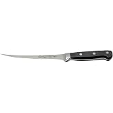 Winco 7" Black Stainless Steel Fillet Knife | Flexible blade for precise cuts, Full tang construction, Injection molded handle, NSF certified, Restaurant service