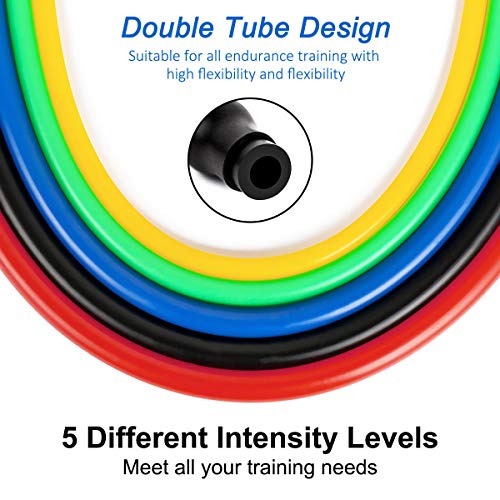 12 Pcs Resistance Band Set Men/Women, Resistance Band 5 Resistance Levels with Anchor Handles Ankle Straps 8-Shape Band for Training, Fitness, Home Gym, Yoga, Workout Bands, Up to 150 lbs