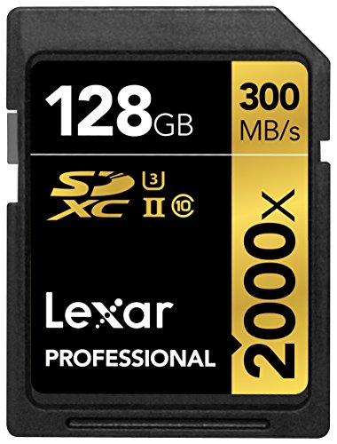 Lexar Professional 2000x 128GB SDXC UHS-II/U3 (Up to 300MB/s Read) - LSD128CRBNA2000R