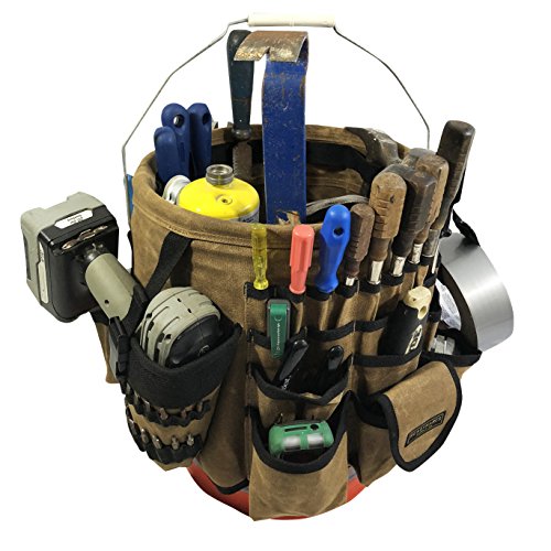 Readywares Waxed Canvas Tool Bucket Organizer, Heavy Duty with 58