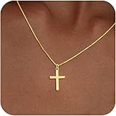TITUTHIA Cross Necklace for Women, Dainty Gold Necklace Cross 14k Gold Cross Necklaces for Women Trendy Diamond Crown Cross Choker Pendant Necklaces Religious Christian Baptism Faith Jewelry