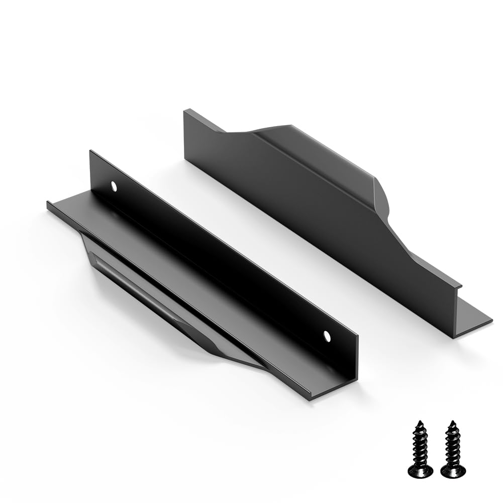 Photo 1 of Precisluck 5 Pack 150mm(5.9 Inch) Black Edge Finger Pull Drawer Door Cabinet Aluminum Alloy Long Concealed Furniture for Kitchen Bathroom